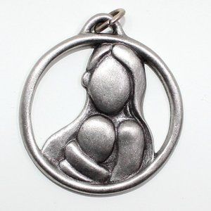 Mother and Child Camco Pewter Pendant - Cross Posted
